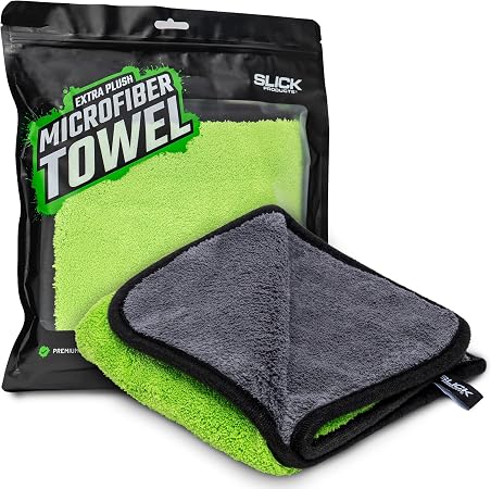 Slick Products Extra Plush Microfiber Car Detailing Towel - 1000 GSM, 16x16