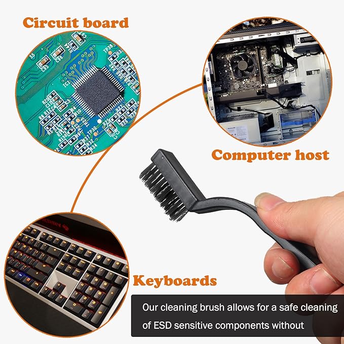 10PCS Anti Static ESD Cleaning Brush Kit, Keyboard PCB Motherboards Circuit Boards Electronic Devices Tool Set, Black