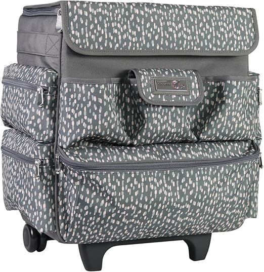 Everything Mary Teacher Rolling Tote – Grey & White Wheeled Bag for Classroom Supplies – Portable Organizer Cart for Tea