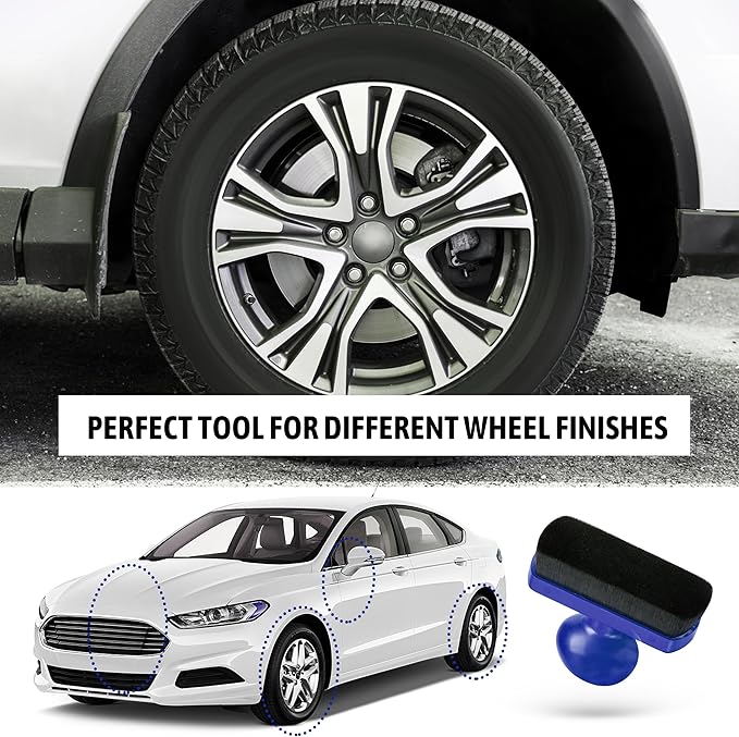 BABYSHEEP Tire Shine Applicator Brush - Large Automotive Tire Dressing Applicator with Storage Stand for Car Detailing & Wash Kit, 3.6 Inch Length (Blue)