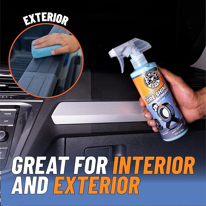 Chemical Guys Tire Kicker Sprayable Extra Glossy Tire Shine Spray, Dry-to-Touch Dressing - Restores Wet Look to Rubber, Vinyl, and Plastic, Safe for Cars, Trucks, Motorcycles, RVs, and More - 16 oz