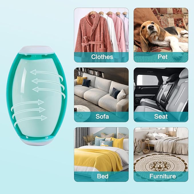 Washable Reusable Gel Lint Roller for Pet Hair，Portable Mini Dog Cat Pet Hair Remover for Clothes，Laundries ，Dust Fuzz Fur -Sticky Cleaner- Small Travel Animal Fur Removal Tool (Cyan)
