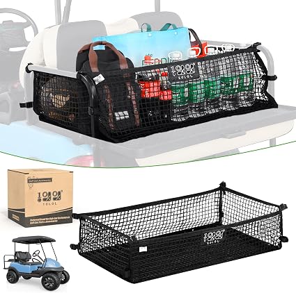 10L0L 4 Passenger Golf Cart Cargo Net for Yamaha,Club Car,EZGO, Adjustable Elastic Storage Net, Simple Golf Cart Cargo M