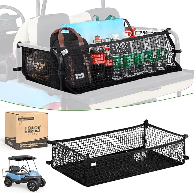 10L0L 4 Passenger Golf Cart Cargo Net for Yamaha,Club Car,EZGO, Adjustable Elastic Storage Net, Simple Golf Cart Cargo M