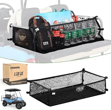 10L0L 4 Passenger Golf Cart Cargo Net for Yamaha,Club Car,EZGO, Adjustable Elastic Storage Net, Simple Golf Cart Cargo M