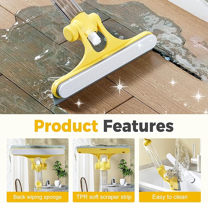 3 in 1 Window Cleaning Scraper, 2025 New All-Purpose Cleaner Spray Squeegee for Car Home Kitchen Window,3 in 1 Spray Window Squeegee Cleaner Scraper (Green)