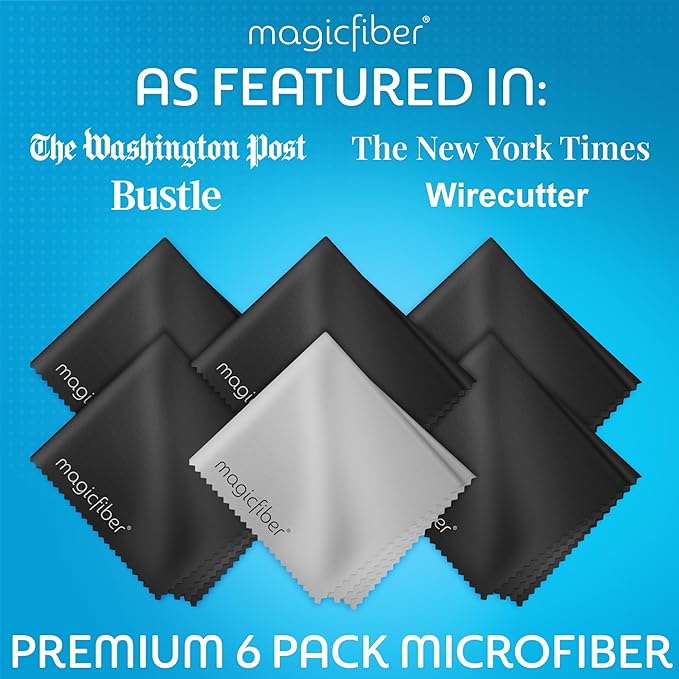 MagicFiber Microfiber Cleaning Cloth, 6 Pack - Premium Cloth for Glasses, Lens, Screens & More