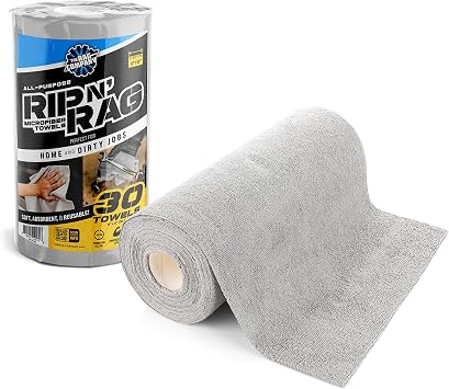 The Rag Company - Rip N' Rag Multi-Purpose Reusable Microfiber Towels for Home, Office, Garage, RV and More - 30 Count R