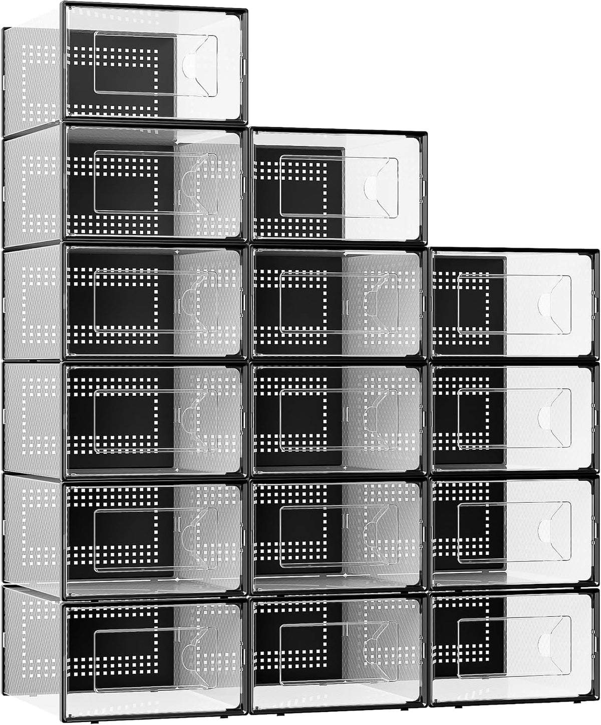 X-Large 15 Pack Shoe Storage Organizer Box Clear Plastic Stackable