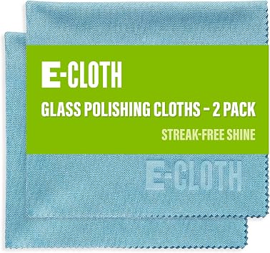 E-Cloth Glass & Polishing Cloth - Reusable & Durable Glass Cleaner - 2 Pack