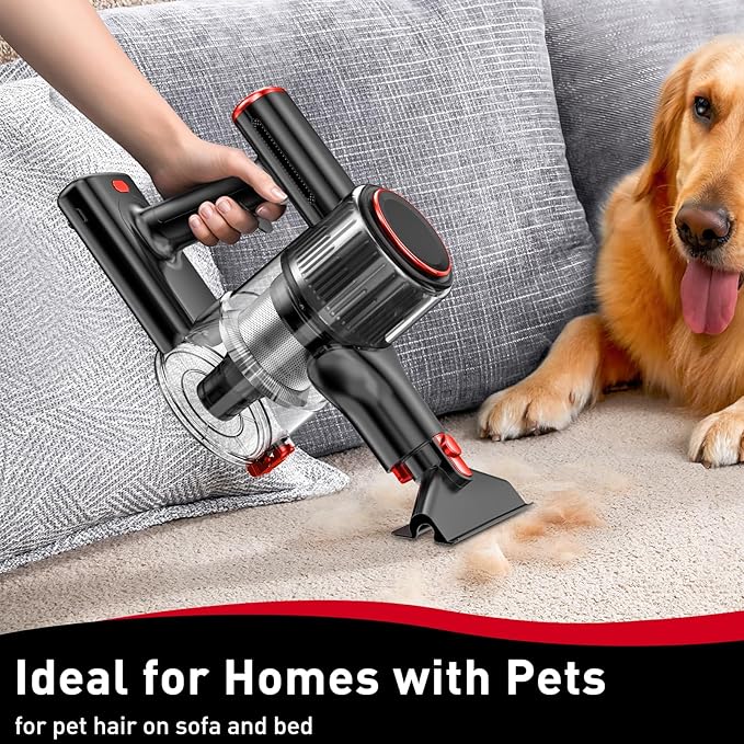Cordless Vacuum Cleaner, 45KPA Stick Vacuum, 45Mins Runtime, 8-in-1 Anti-Tangle Vacuum Cleaners for Home with LED Display, Rechargeable Lightweight Vacuum for Pet Hair/Carpet/Floor
