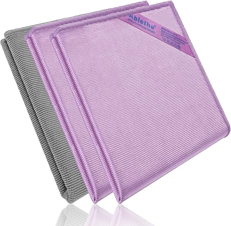 Ablethe Window Cleaning Cloth (Purple) & Enviro Cloth (Grey) Basic Package - Only Need Water, Streak Free Cleaning Rags 