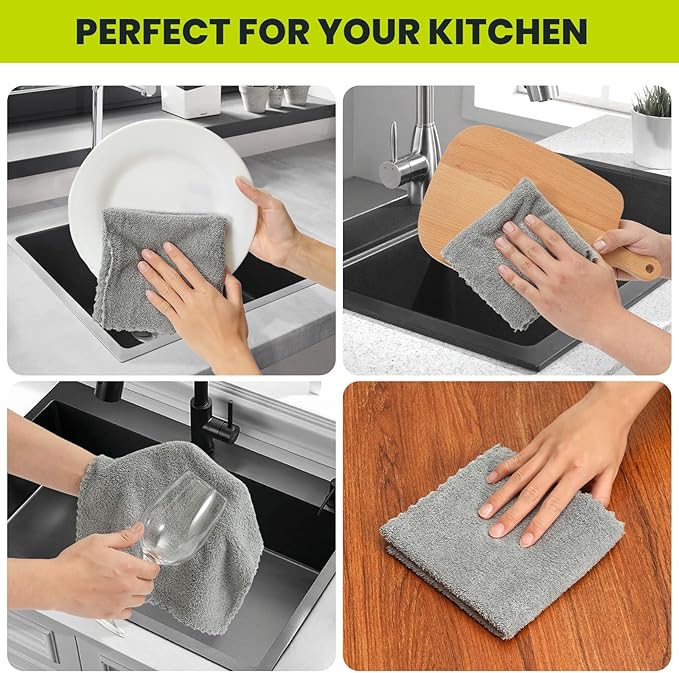 12 Pack Cleaning Cloth,Ultra Soft Absorbent Quick Drying Microfiber Cleaning rags,No scratches,Reusable,Washable,Lint Free Cleaning Towels for Kitchen,Window,Glass,car,11.8"×11.8",(Multicolor)