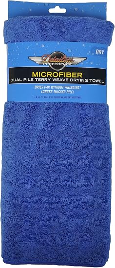 Detailer's Preference Microfiber Drying Towel, Dual Pile Terry Weave, Super Absorbent, Scratch-Free, Large Size for Cars