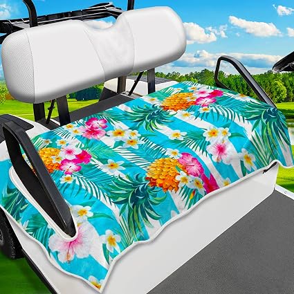 Tropical Golf Cart Seat Covers, Breathable Microfiber Golf Cart Seat Towel Blanket, Fits Yamaha, EZGO, Club Car, Icon an