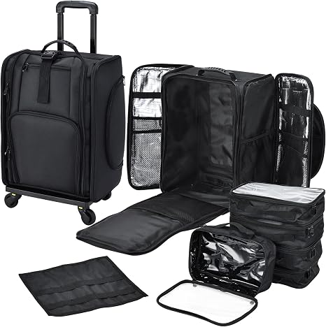 Stagiant Rolling Makeup Case Professional Travel Makeup Organizer Make up Storage Cosmetic Trolley Suitcase Makeup Stora