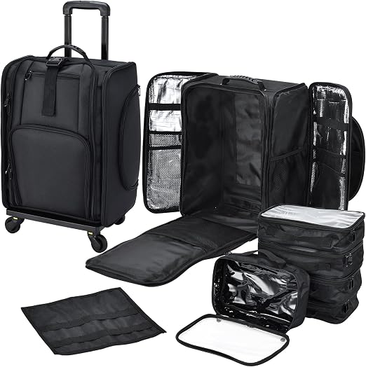 Stagiant Rolling Makeup Case Professional Travel Makeup Organizer Make up Storage Cosmetic Trolley Suitcase Makeup Stora