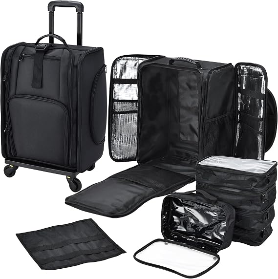 Stagiant Rolling Makeup Case Professional Travel Makeup Organizer Make up Storage Cosmetic Trolley Suitcase Makeup Stora