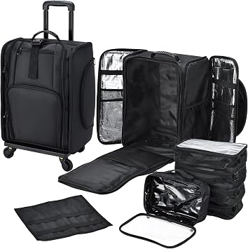 Stagiant Rolling Makeup Case Professional Travel Makeup Organizer Make up Storage Cosmetic Trolley Suitcase Makeup Stora
