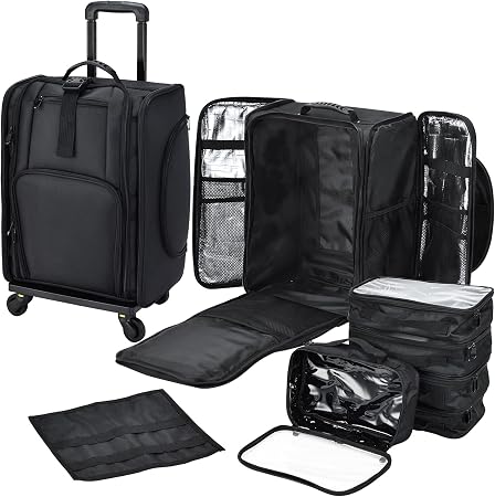 Stagiant Rolling Makeup Case Professional Travel Makeup Organizer Make up Storage Cosmetic Trolley Suitcase Makeup Stora