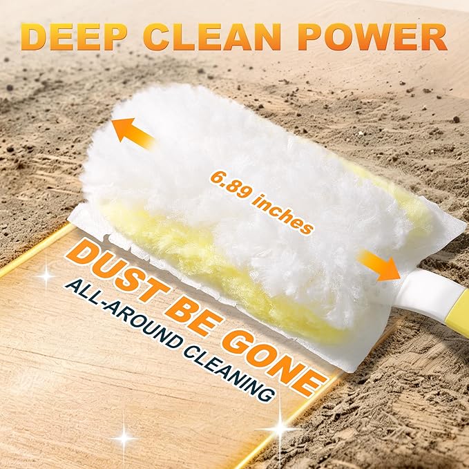 JOYMOOP Disposable Electrostatic Duster for Cleaning, with 2 Handles & 24 Ct Yellow Heavy Duty Refills for Swiffer Feather Duster, Household Cleaning Tool for Electronics, Dusting Furniture, Blinds