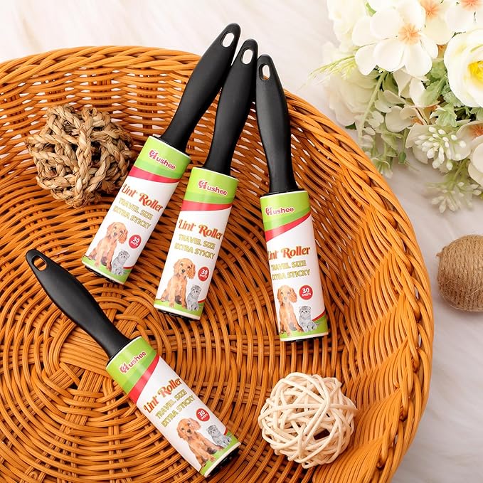 Hushee 8 Pcs Mini Lint Roller for Travel Small Lint Removers Bulk for Pet Hair and Clothes Small Size Removers Portable Sticky Removing Tool for Cleaning Furniture Dog Car Seat