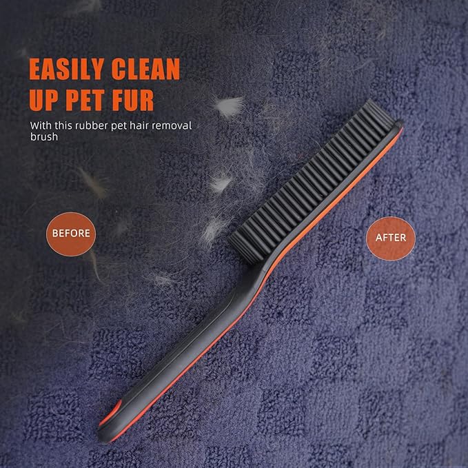 SPTA Pet Hair Brush, 2Pcs Pet Hair Removal Brush,Triangular Wedge Tip,Rubber Bristles to Trap and Remove Hair,Metal-Free Design,Ergonomic Design Great for Cars,Trucks,SUVs,RVs, Home,Furniture&More