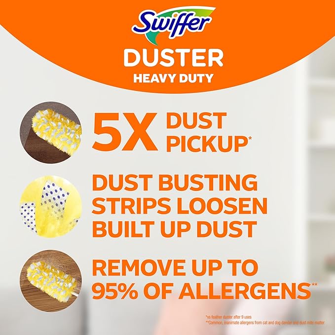 Swiffer Duster Kit with 3 ft Extendable Handle, Heavy Duty Dusting Starter Kit with 3 Refills, for Ceiling Fans, Vents and Hard to Reach Places