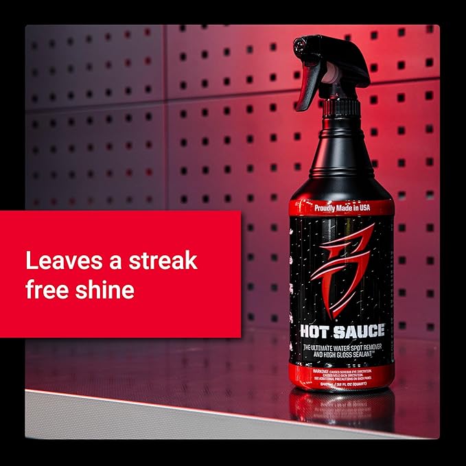 Bling Sauce Hot Sauce Premium Hard Water Spot Remover w/High-Gloss Wax Sealants for Boats, Cars, RVs, Powersport Vehicles, 32 oz.