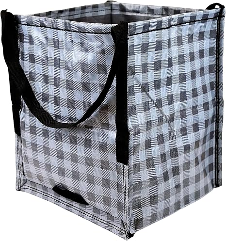 DURASACK Heavy Duty Storage Tote Bag 22-Gallon, Gingham Gray