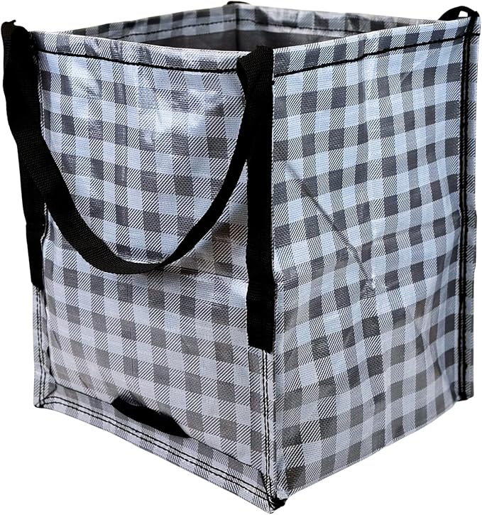 DURASACK Heavy Duty Storage Tote Bag 22-Gallon, Gingham Gray