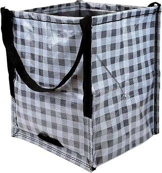 DURASACK Heavy Duty Storage Tote Bag 22-Gallon, Gingham Gray