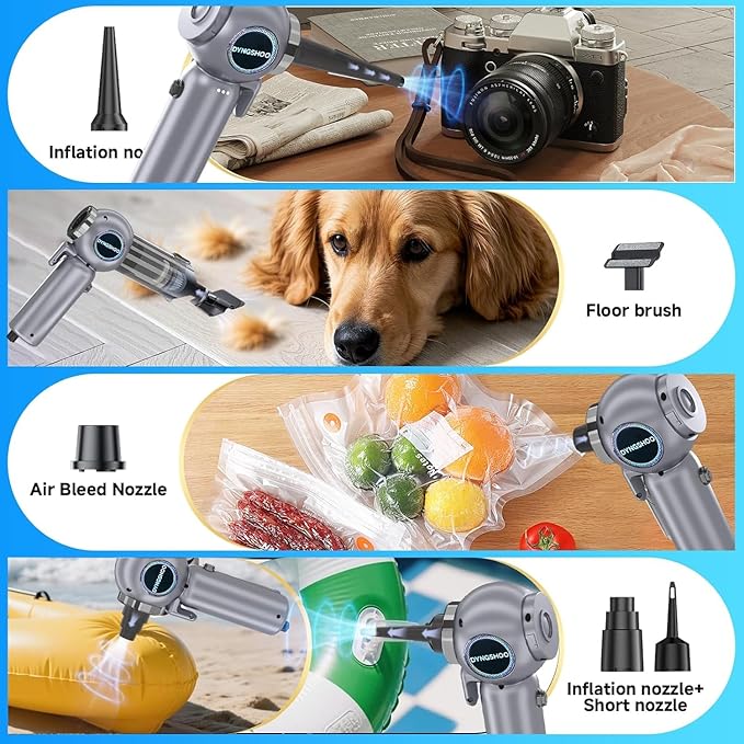 Handheld Car Vacuum Portable Cordless with One-Touch Window Breaker and Seatbelt Cutter 25000Pa High-Power Suction Hand Held Vacuum Cleaner & Air Duster for Car Cleaning (Silver Gray)