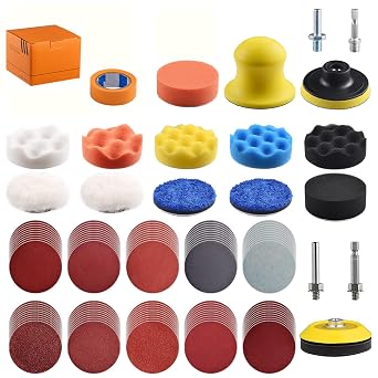 120Pack 3 Inch Polishing Pad for Drill Sanding Attachment Variety Kit with 5/16" and 1/4" Shanks for Car Buffer Polisher