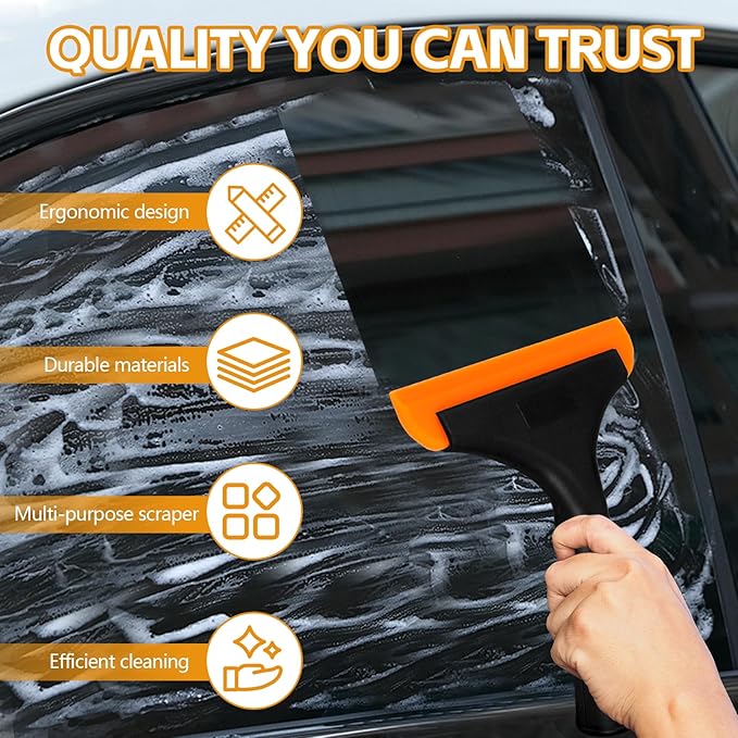 Wuyaoyao 2PCS Silicone Squeegee, Small Squeegee for Car, Automotive Mini Window Squeegees, Shower Squeegees, Water Wiper Cleaning Tool for Car Windshield, Window, Mirror, Glass Door (Black)