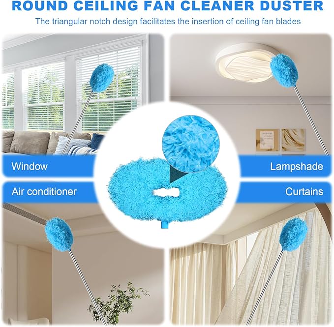 Storystore Ceiling Fan Cleaner Duster - Adjustable Duster with Extension Pole,Dusters for Cleaning Fan Blade, Walls and Cobweb (7FT/Blue)