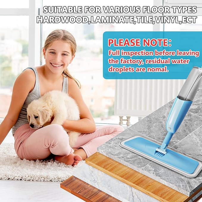 Spray Wet Mops for Hardwood Floor Cleaning: MEXERRIS Floor Mop with 3 Washable Pads for Swiffer Powermop - Refillable Dust Dry Mop Home Commercial Mops for Wood Laminate Ceramic Tiles Vinyl