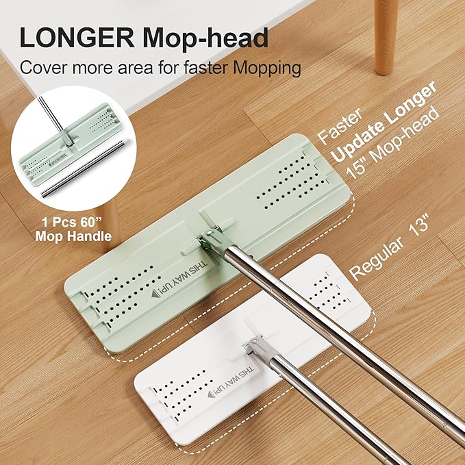 JOYMOOP Mop and Bucket Set – Commercial and Household Floor & Wall Cleaner with Long Handle, Includes 5 Microfiber Mop Pads for Easy Use