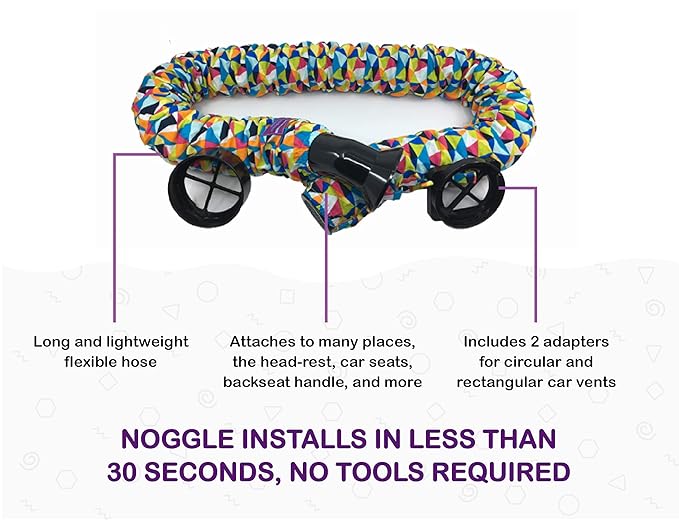 The Noggle-Making The Backseat Cool Again-Quick & Easy to Use Car Travel Accessories for a Comfy Ride Summer or Winter-Air Vent Extender Hose Directs Cool or Warm Air to Your Kids - 8ft, Black Ice