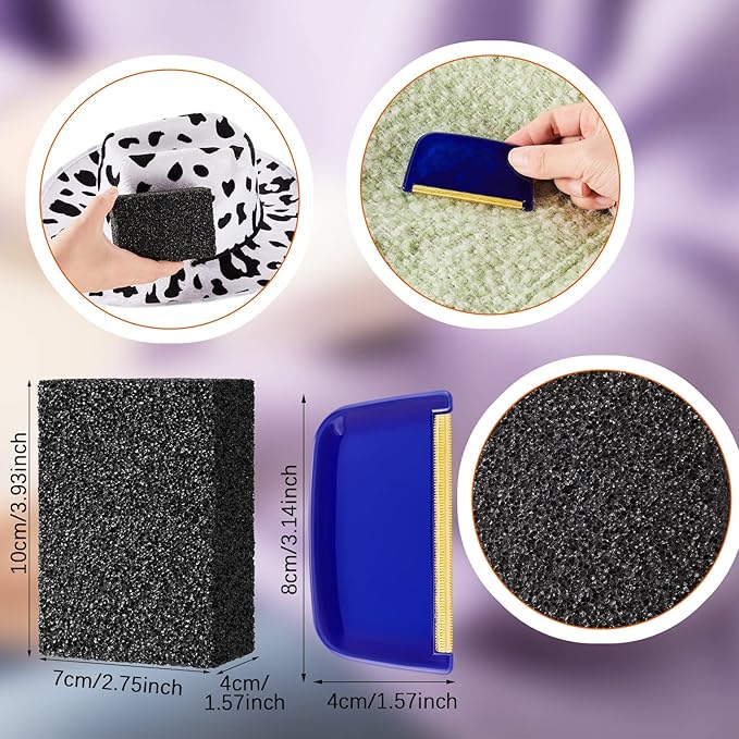 4 Pcs Sweater Pill Remover Fuzz Defuzzer Remover Stone Lint Remover Tools for Sweater Pilling Removal Fuzz Lint Remover, Black, 3.9 x 2.8 x 1.6 Inch