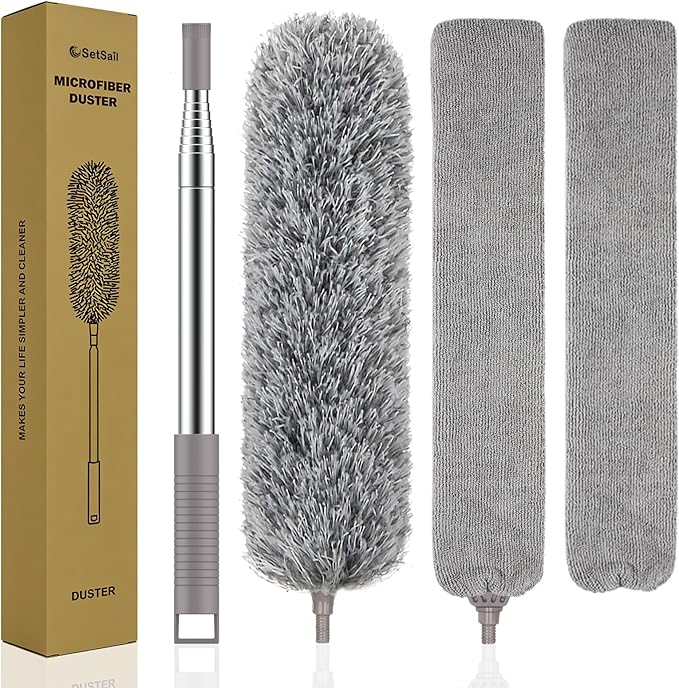 SetSail Dusters for Cleaning 100-inch Extra-Long Gap Duster with Extension Pole Bendable Microfiber Head Washable Ceiling Fan Cleaner Duster for High Ceilings, Floor