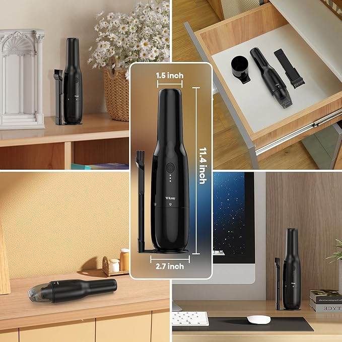 Wkzay Portable Mini Handheld Vacuum Cordless: Brushless Motor – 16,000Pa Strong Suction, Fast Charging, Low Noise, Lightweight and Portable for Home, Apartment, Dorms, Small Spaces