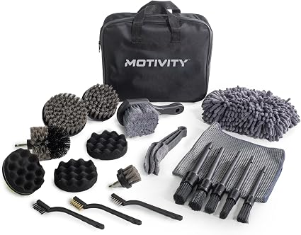 21-Piece Car Detailing Kit, Drill Brush Attachment Set for Car Cleaning, Auto Detail Brushes, Wheel & Tire Brush, Ideal 
