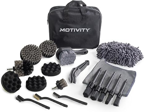 21-Piece Car Detailing Kit, Drill Brush Attachment Set for Car Cleaning, Auto Detail Brushes, Wheel & Tire Brush, Ideal 
