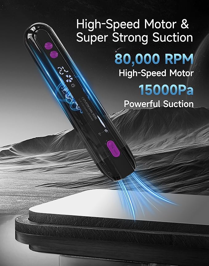 Handheld Car Vacuum Cleaner 15000Pa, Portable Cordless Mini Vacuum Blower 3 in 1, LED Display, Type C Rechargeable, Small Vacuum for Car Interior, Home, Desk Cleaning (Matte Black)