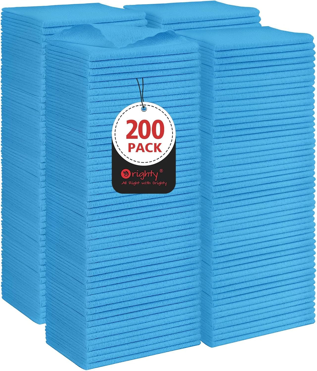 Microfiber Cleaning Cloth, 200 Pack Microfiber Towels for Cars, Multi-Purpose Shop Towels Cleaning Rags Bulk for Car, Home, Kitchen, 11.5’’ x 11.5’’, Blue