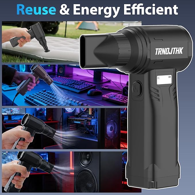 Cordless Compressed Air Duster, 10000mAh Rechargeable Electric Blower, 85m/s High-Speed Electronics Cleaner with Vacuum Kit for Keyboard, Computer, PC, Car Vent, Desk, Home