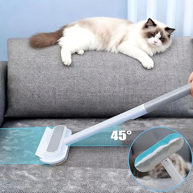Morofme Multifunctional Pet Hair Remover Tool 4 in 1 Dog and Cat Fur Removal Brush Pet Hair Remover Adjustable Lint Brush Handle Fur Remover Water Scraper for Window Furniture Carpets Sofa Car Clothes