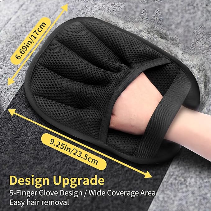 Upgraded Pet Hair Removal Gloves with Snug Elastic Wrist – Electrostatic Five-Finger Reusable Fur Remover for Cats & Dogs, Effortless Cleaning Tool for Couch, Carpet, Clothing & Car Seats