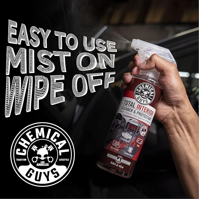 Chemical Guys Total Interior Cleaner & Protectant - Black Cherry, Car Cleaning Spray, Cleans and Protects Leather, Vinyl, Plastic, Rubber, and Glass, Safe for Trucks, SUVs, Jeeps, RVs & More - 16 oz